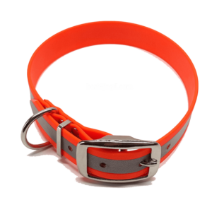 BIOTHANE® Signal-Halsung mit 3M® Reflektorband, Schnalle silber